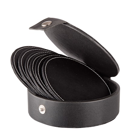 Coasters 6 Pcs Black Artificial Leather