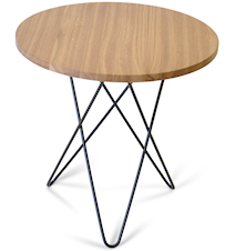 Tall mini O table wood Oak black frame