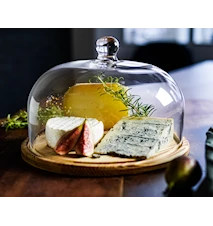 Käseglocke aus Glas mit Holzboden 28 cm Transparent