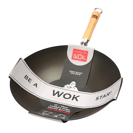 School of Wok Wokpanna Rund botten 33 cm Kolstål