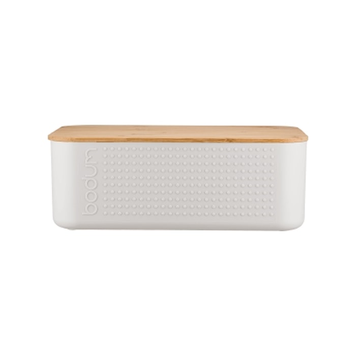 Bistro Bread Bin with Bamboo Lid White