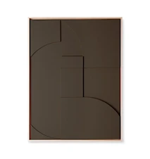 Inramad Reliefkonst XL 123 cm Mörkbrun
