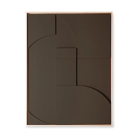 Inramad Reliefkonst XL 123x100 cm Mörkbrun