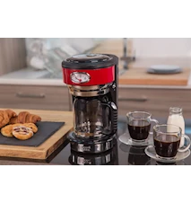 Retro Kaffebrygger Glas 10 kopper, Rød