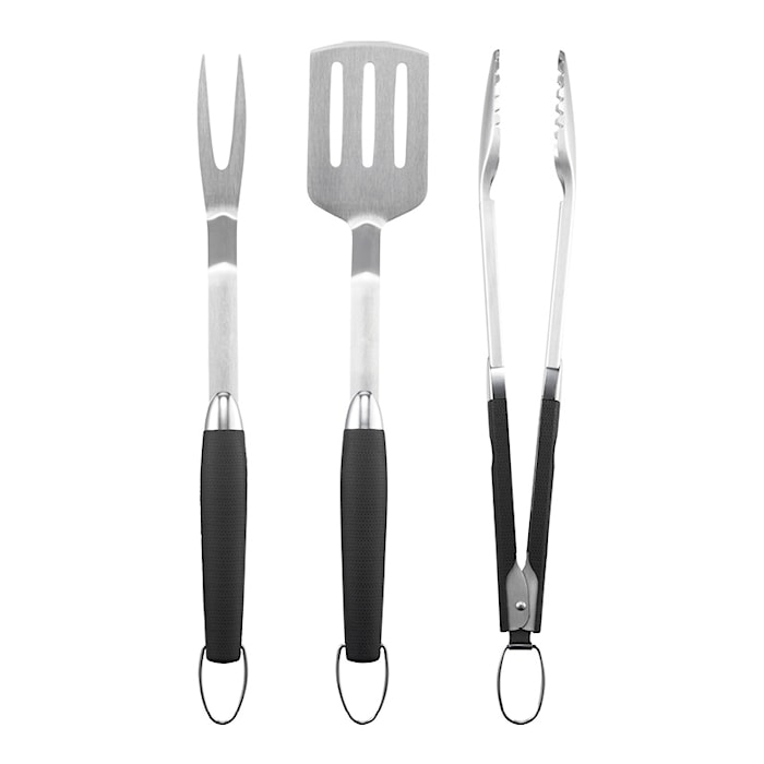 BBQ set 3 pieces Tongs 50,2 cm, Spatula 51,5cm, Fork 52cm Stainless Steel