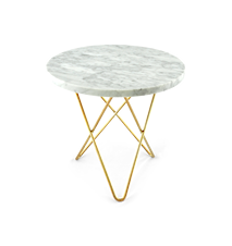 Mini O Table Hvit Marmor med Messingramme Ø40