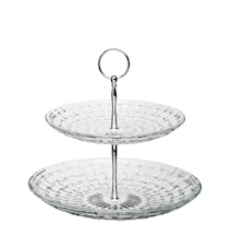 Cake Stand Clear Glass 2 Tiers 23 cm