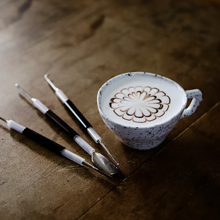 Latte art Set 3 delar Rostfritt stål/Svart