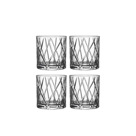 City Old Fashioned Whiskyglas 34 cl 4-pack Klar