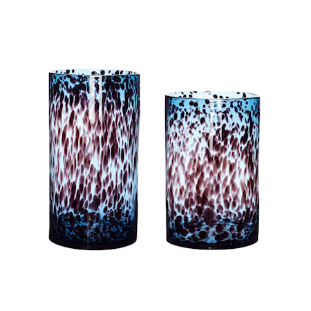 Hübsch Vase Glas Blå/bordeaux 2 st