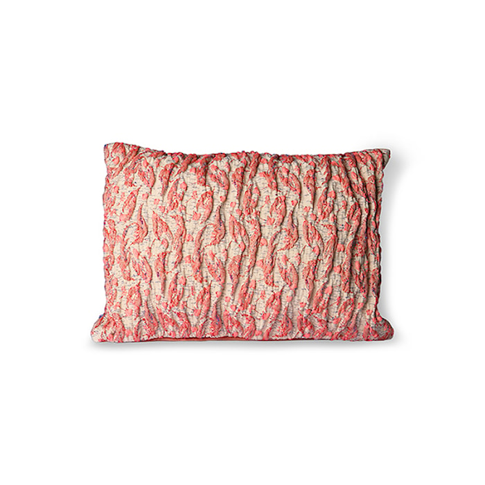 Floral Jacquard Weave Kudde Red/Pink 40x30 cm