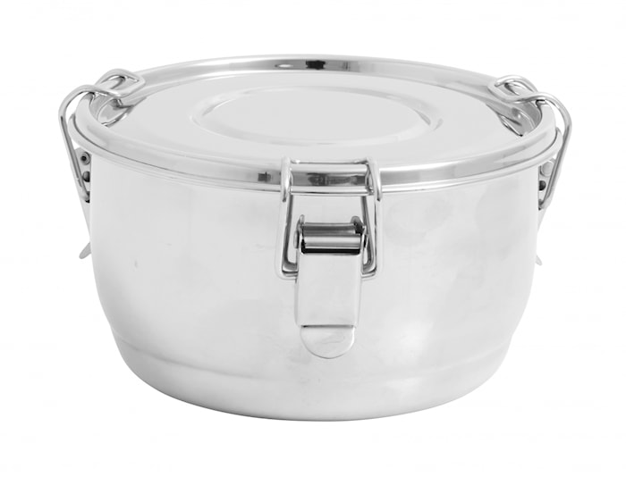 Lunch box, round, stainless steel