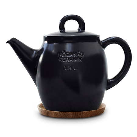 Teapot 1,5 L with Wooden Saucer Graphite Grey Matt