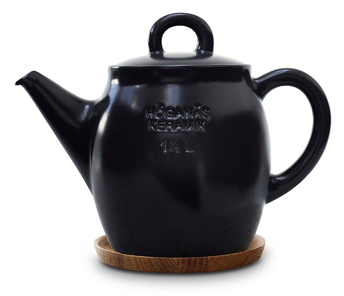 Teapot 1,5 L with Wooden Saucer Graphite Grey Matt