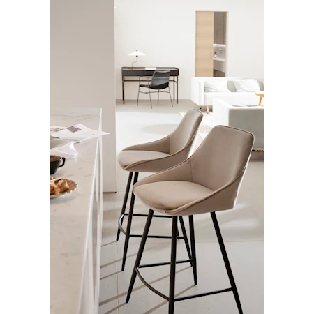 Sierra Barstol 97 cm Beige Sammet/Svart Metall