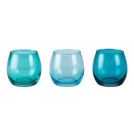 Fyrfadsstage – Usorteret – Glas – Blå – D 5,0cm – H 6,0cm – Stk.