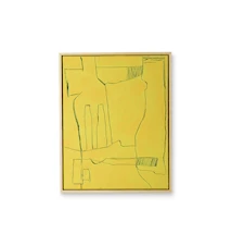 Framed Brutalism Painting Yellow 40x50 cm