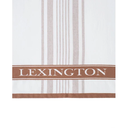 Striped Cotton Kjøkkenhåndkle Hvit/Brun 50 x 70 cm