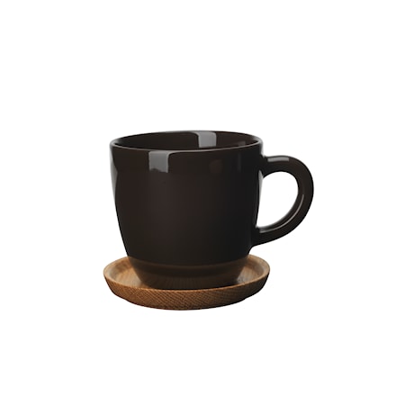 Höganäs Keramik Kaffemuggg 33 cl med träfat bark blank