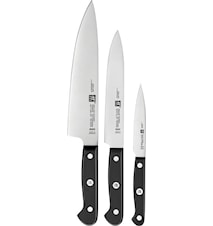 Gourmet knivsett 3 stk. (skrellekniv 10 cm + kjøtt-/filetkniv 16 cm + kokkekniv 20 cm)