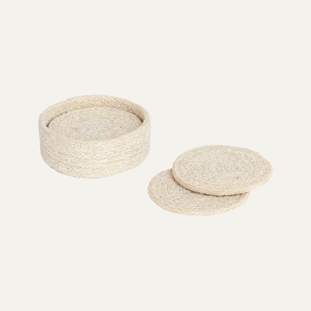 Ella Glasunderlägg 6-pack Jute ø10,5cm Vit