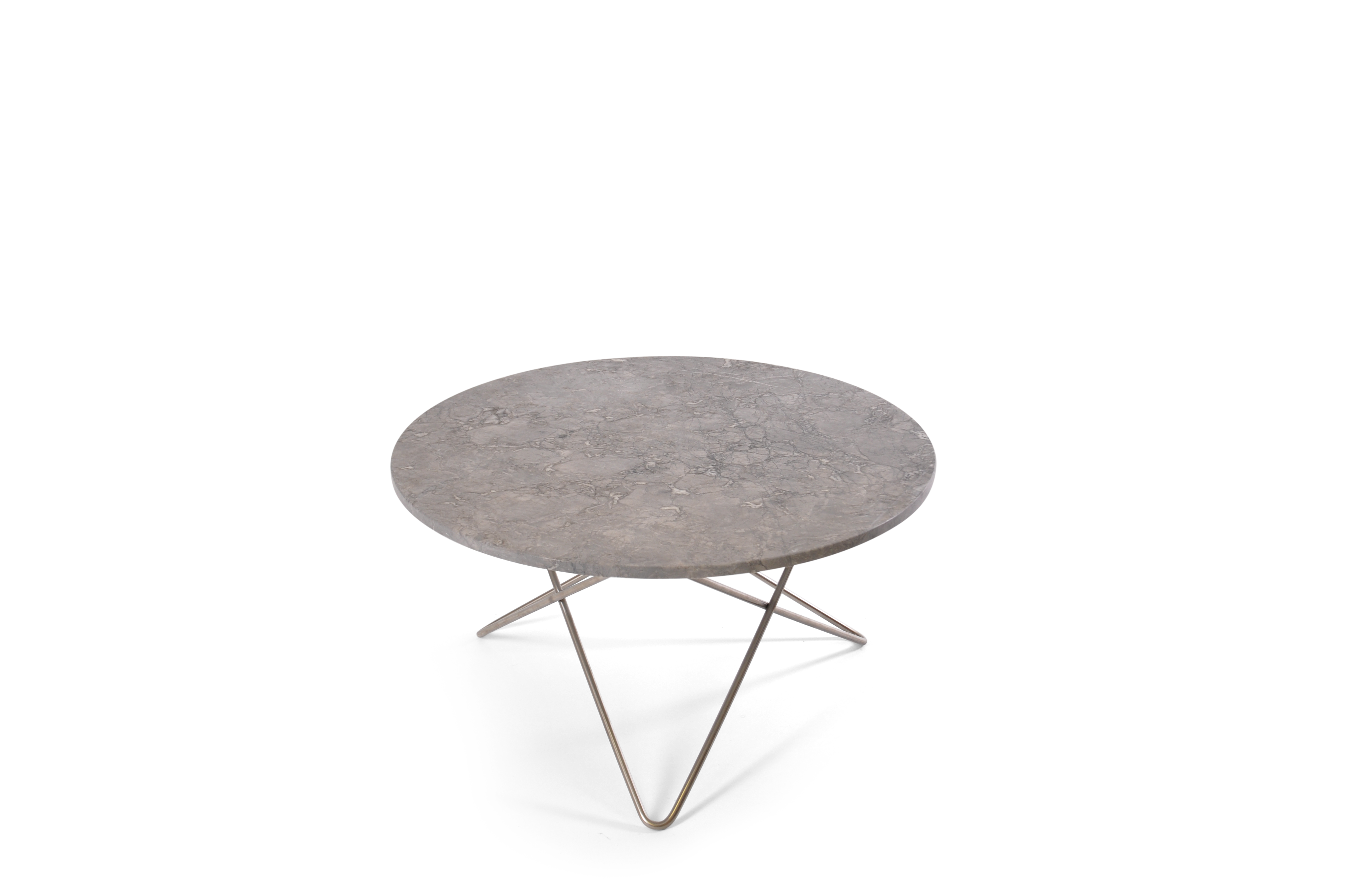 O Table Matbord Rostfritt StålGrå Marmor Ø80 – OX DENMARQ O Table Matbord MässingBrun Marmor Ø80 | Confident Living