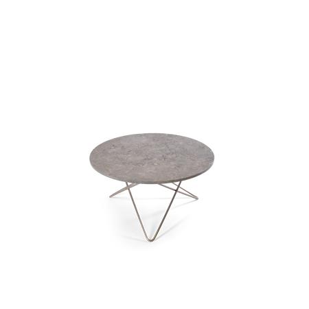 O Table Spisebord Rustfritt Stål/Grå Marmor Ø80
