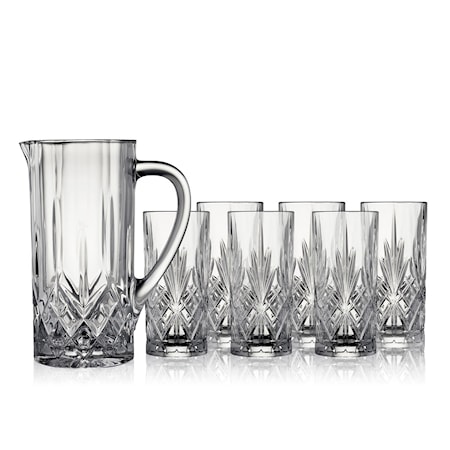 Lyngby Glas Karaffset kristall Melodia 7 delar