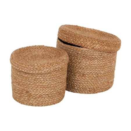 Jute Korgar med lock Natural 2 st