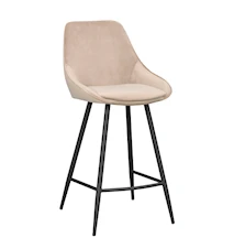 Sierra Barstol 97 cm Beige Sammet/Svart Metall