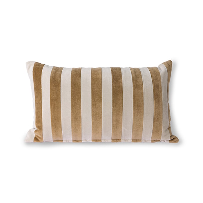 Striped Velvet Cushion Brown/Natural 30x50 cm