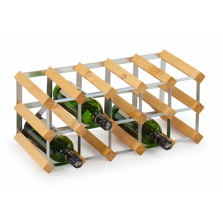 15 botellas división en cruz estantería para botellas de vino roble claro