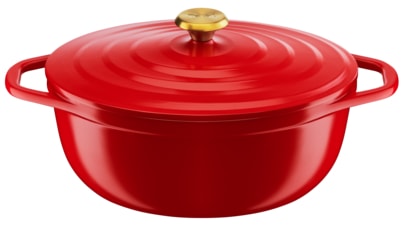 Air Oval Gryta med Lock 5,7 liter Ø30 cm Aluminium Röd