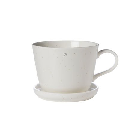 Kaffekop med Underkop Ø9x7 cm Porcelæn Vanilje
