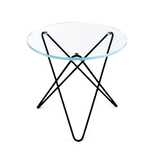 Mini O-table glass sidobord – Clear/black