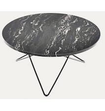 Big O table matbord Black Marquina/black steel