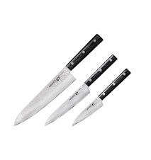 DAMASCUS 67 ?hef's Starter Knife Set: Vegetable Knife + All-purpose Knife + Chef's Knife