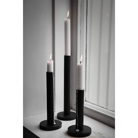 Candlestick Wood Black 15 cm