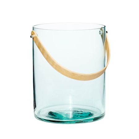 Hübsch Vas Glas och Bambu ø16xh20 cm