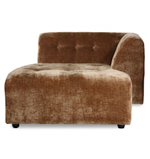 Vint couch: elem. høyre Divan Corduroy velvet, aged gold