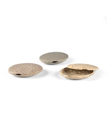 Kivi Koriste-esine kannella 11 cm 3 kpl setti Luonnonvärinen