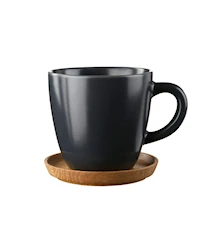 Tasse à café avec soucoupe en bois gris graphite 33 cl