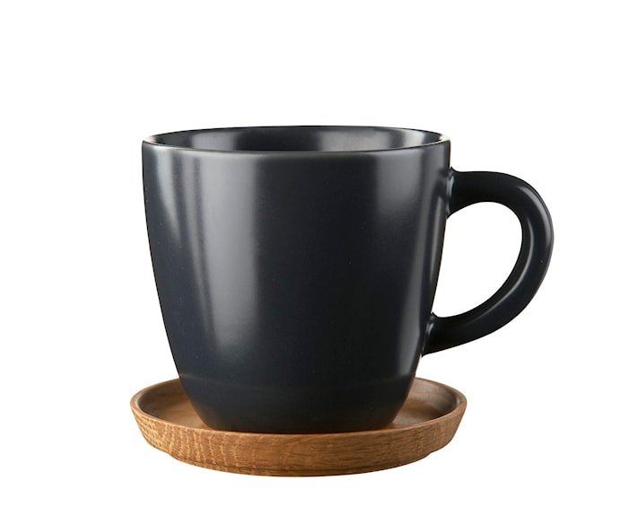 Tasse à café avec soucoupe en bois gris graphite 33 cl