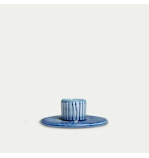 Stripes Ljusstake Ø8 cm Keramik Blå