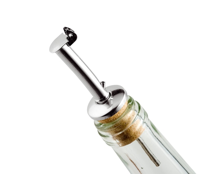 Stoppered vial of oil / vinegar bottle steel 10 cm