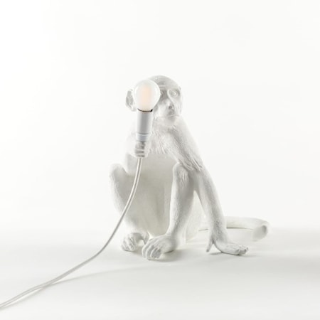 Monkey lámpara sentado blanco