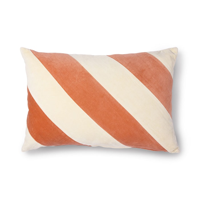 Striped Cushion Velvet peach/Cream 40x60 cm