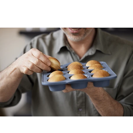 Pecan muffinsform til 12 stk. 33 x 24 cm metall indigo