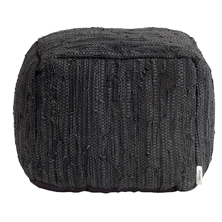 Ash Puf Sort Læder 45x45x35 cm