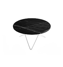 O Table Sort Marmor m/rustfri ramme Ø80 cm
